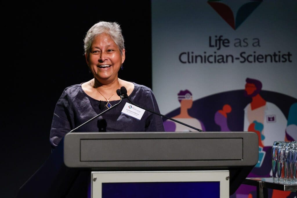 Professor Kanta Subbarao FAHMS at the 2023 Life as a Clinician-Scientist Victoria symposium.