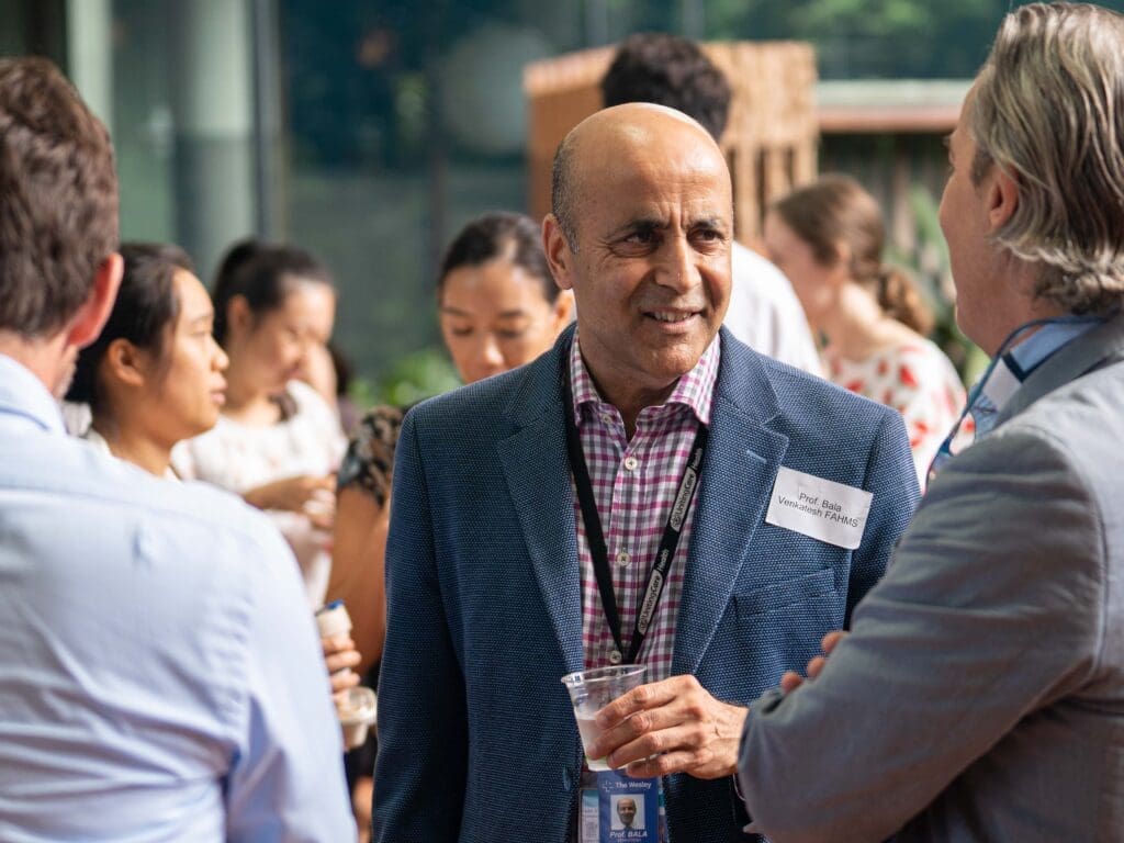 Professor Bala Venkatesh FAHMS speaks to guests at the 2020 Life as a Clinician-Scientist Queensland event.